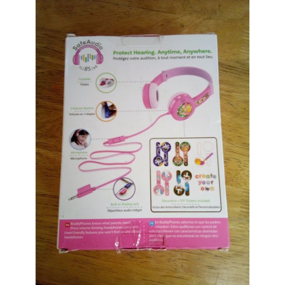 BuddyPhones Kids Safe Durable Foldable Travel Wired Headset Pink In Color B040 - Picture 3 of 4